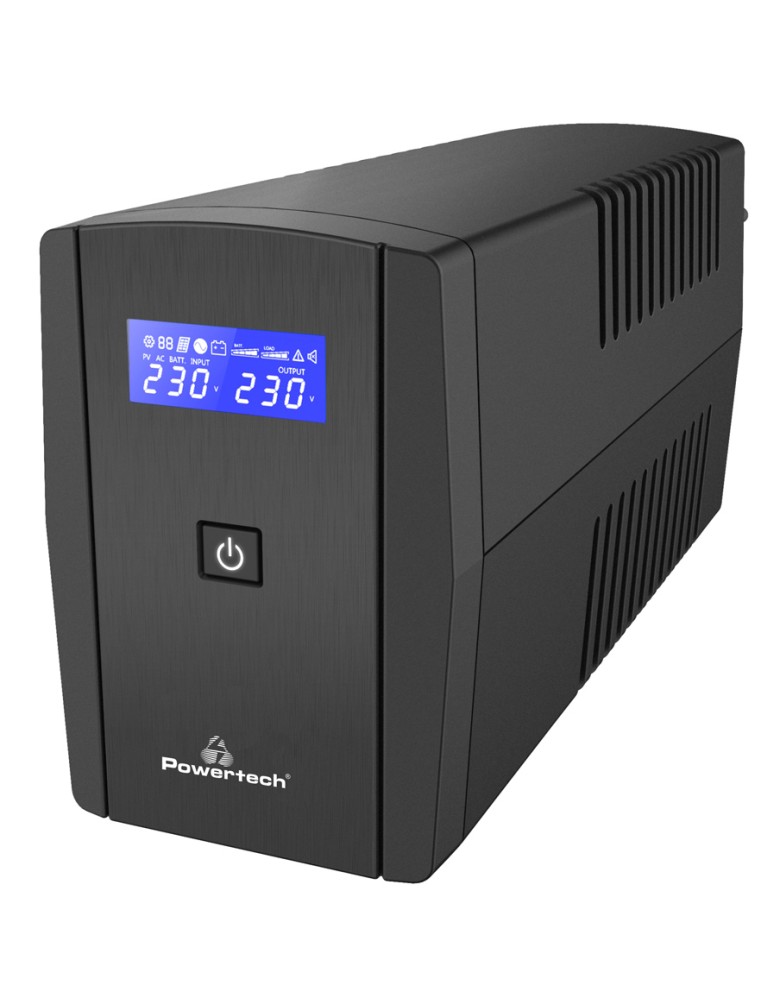 POWERTECH UPS Line Interactive PT-1296 με οθόνη, 1100VA, 660W, 2x Schuko