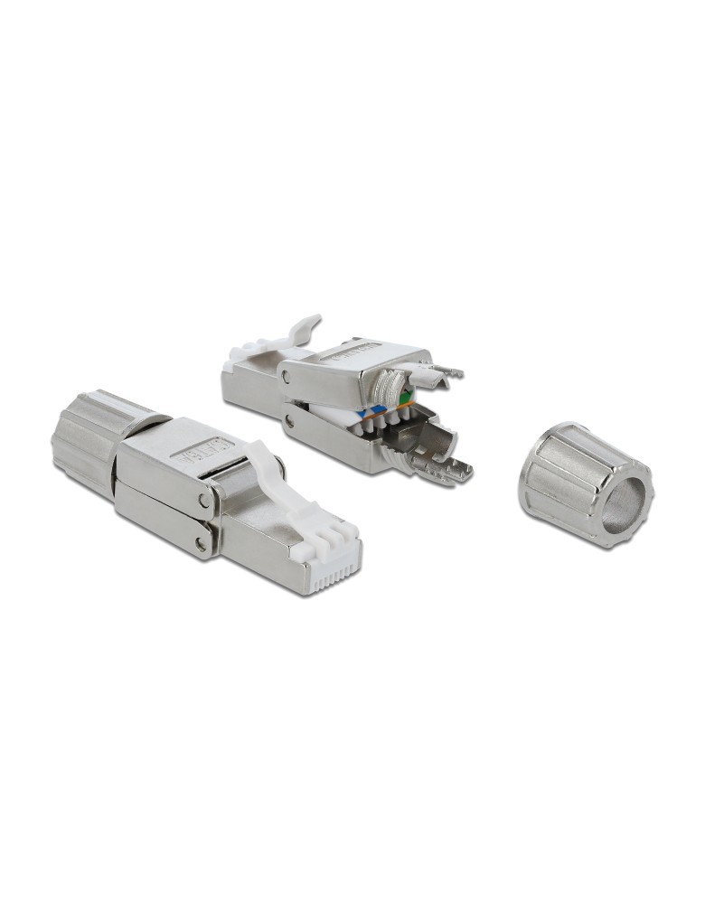 DELOCK βύσμα RJ45 CAT 6A STP 86477, tool-free, ασημί