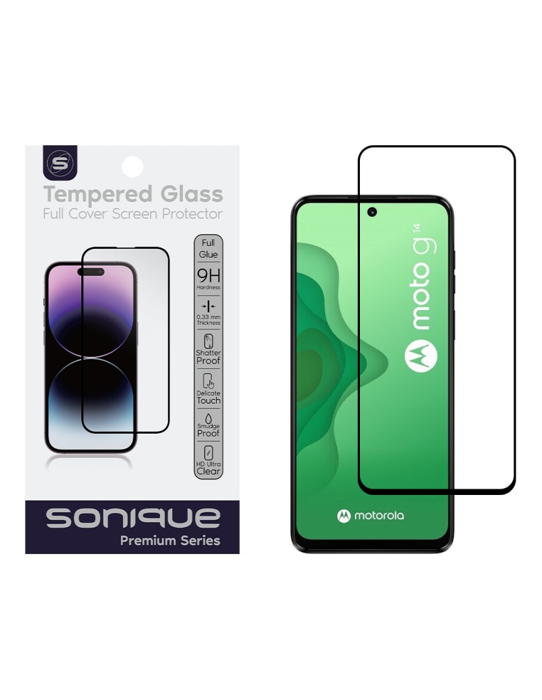 Hardy Glass Sonique Premium Series HD Full Cover 9H Motorola Moto G14 4G Μαύρο