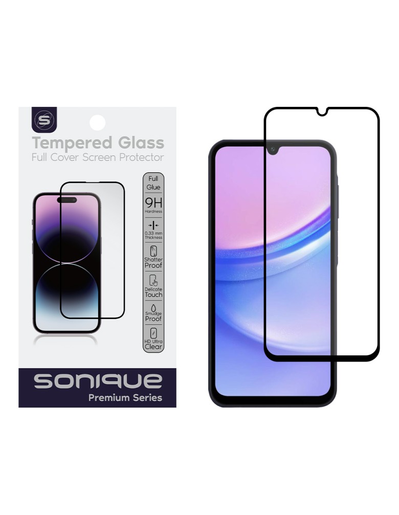 Hardy Glass Sonique Premium Series HD Full Cover 9H Samsung Galaxy A15 4G / Galaxy A15 5G Μαύρο