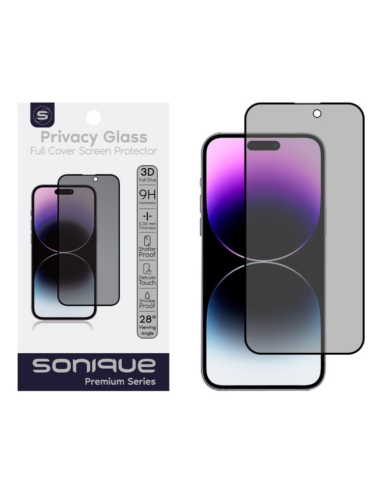 Privacy Glass Sonique Premium Series HD Full Cover 9H Apple iPhone 14 Pro Max Μαύρο