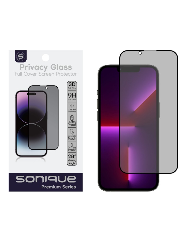 Privacy Glass Sonique Premium Series HD Full Cover 9H Apple iPhone 13 Pro Max / iPhone 14 Plus Μαύρο