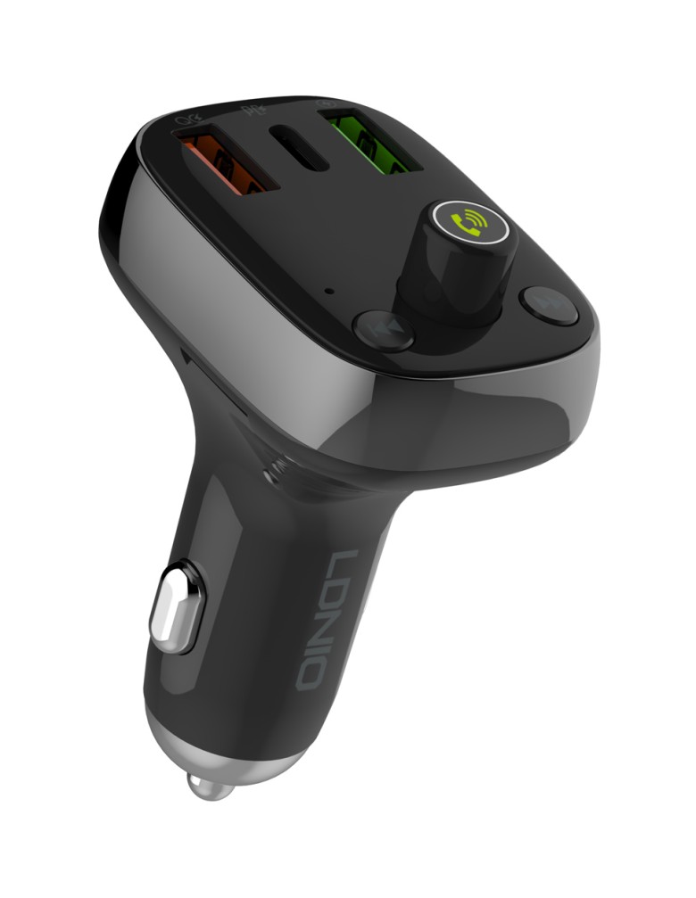 LDNIO FM Transmitter & φορτιστής C704Q, 2x USB/1x USB-C, 36W, Bluetooth, μαύρο