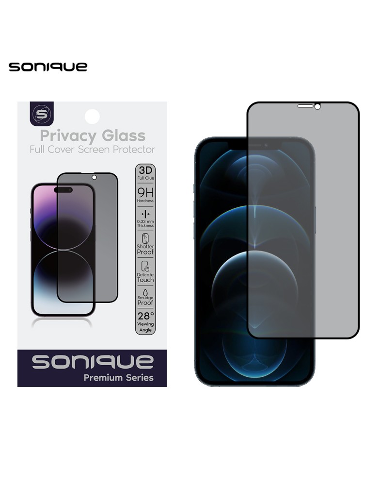 Privacy Glass Sonique Premium Series HD Full Cover 9H Apple iPhone 12 Pro Max Μαύρο