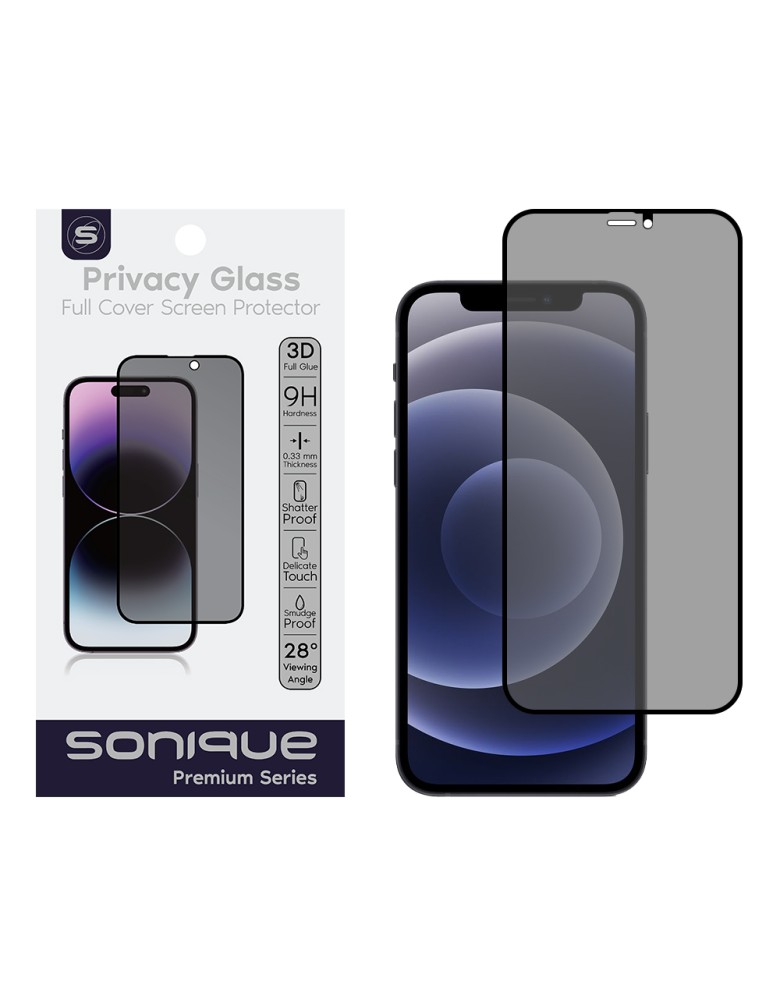 Privacy Glass Sonique Premium Series HD Full Cover 9H Apple iPhone 12 / iPhone 12 Pro Μαύρο