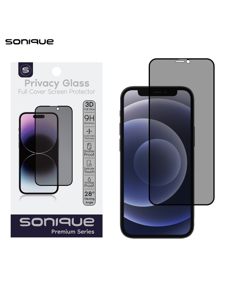 Privacy Glass Sonique Premium Series HD Full Cover 9H Apple iPhone 12 mini Μαύρο