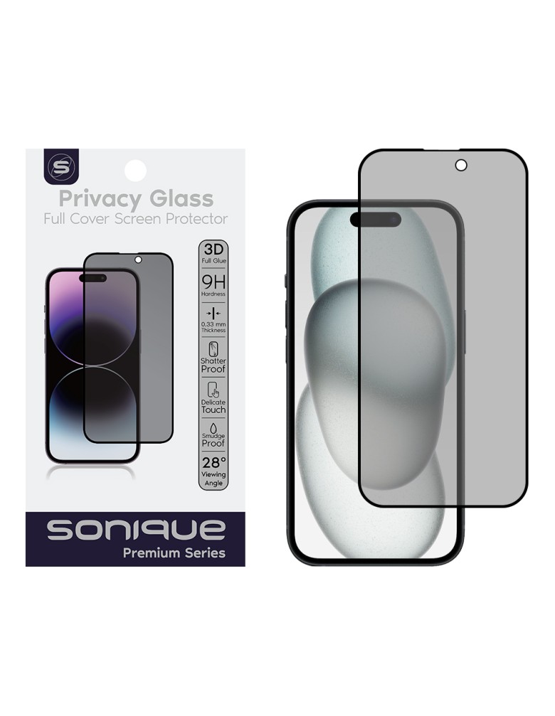 Privacy Glass Sonique Premium Series HD Full Cover 9H Apple iPhone 15 Plus / iPhone 16 Plus Μαύρο