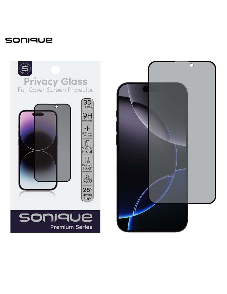 Privacy Glass Sonique Premium Series HD Full Cover 9H Apple iPhone 16 Pro Max Μαύρο