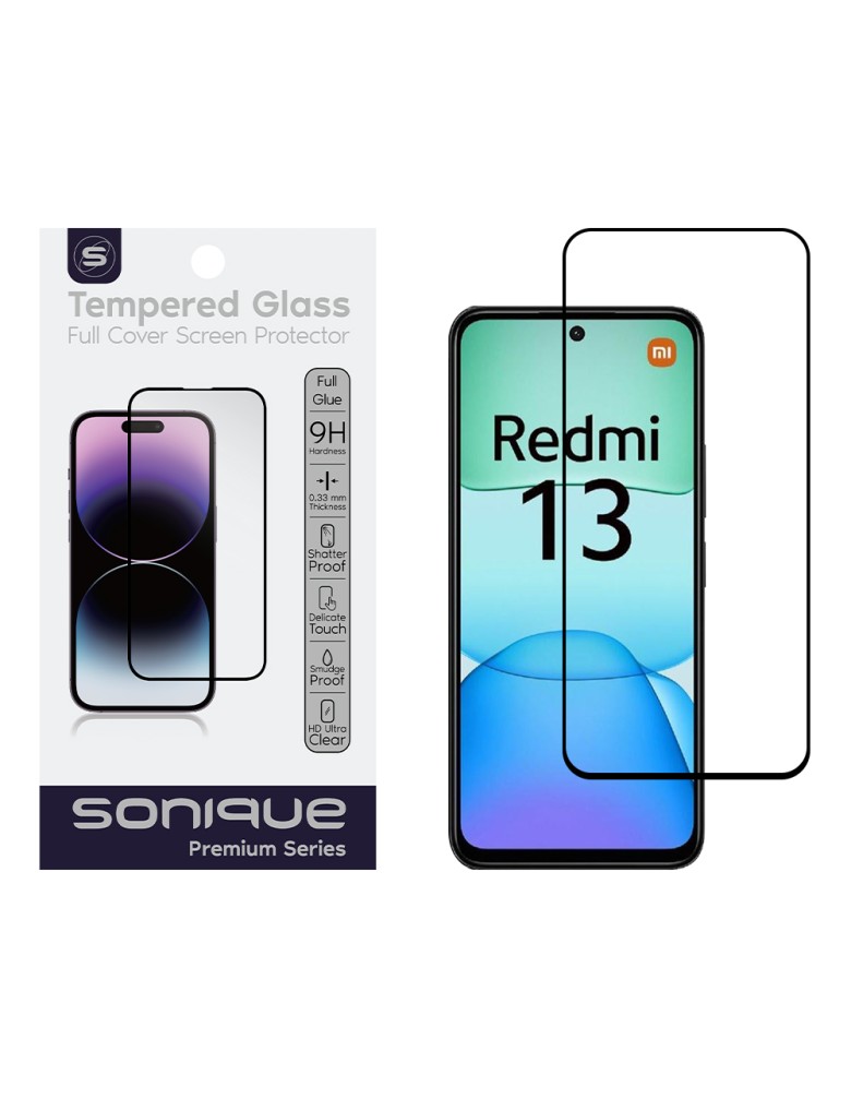 Hardy Glass Sonique Premium Series HD Full Cover 9H Xiaomi Redmi 13 4G / Poco M6 4G Μαύρο