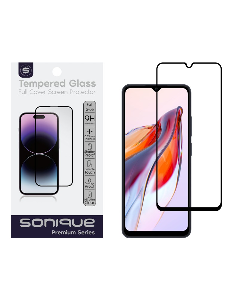 Hardy Glass Sonique Premium Series HD Full Cover 9H Xiaomi Redmi 10C / Redmi 12C / Poco C40 / Poco C55 Μαύρο