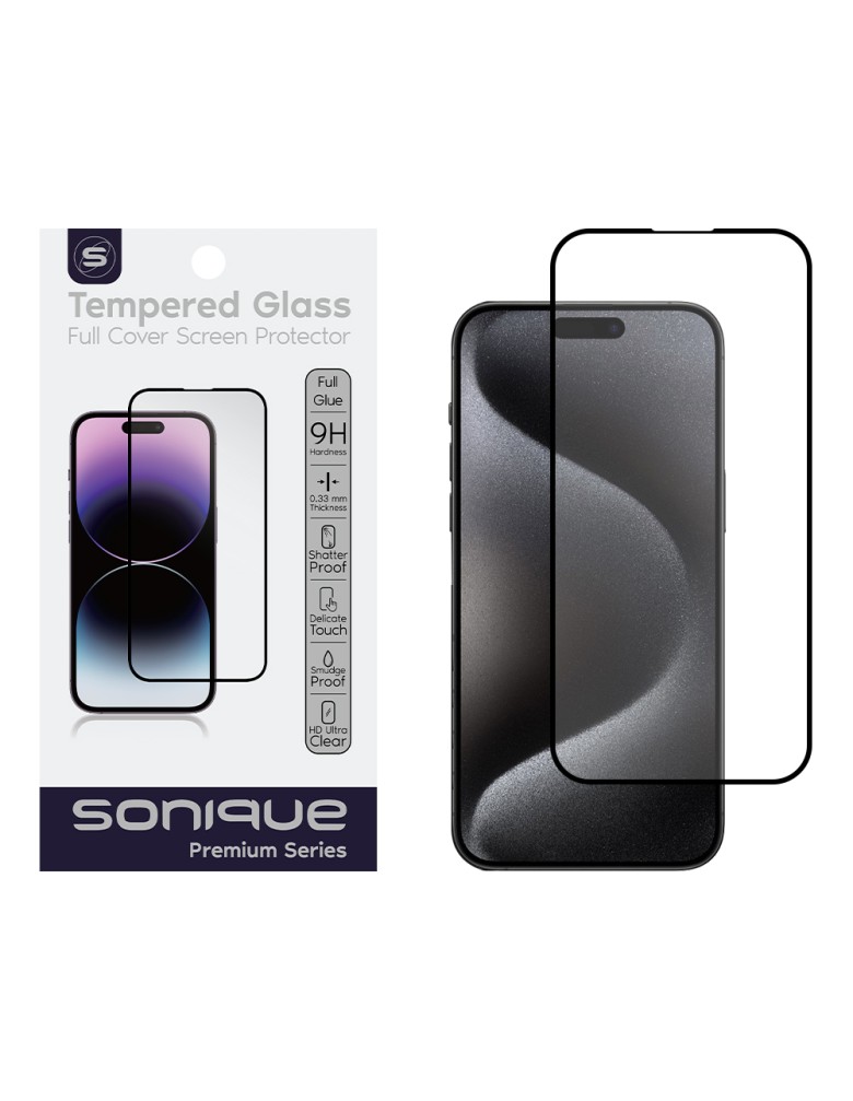 Hardy Glass Sonique Premium Series HD Full Cover 9H Apple iPhone 15 Pro Max Μαύρο