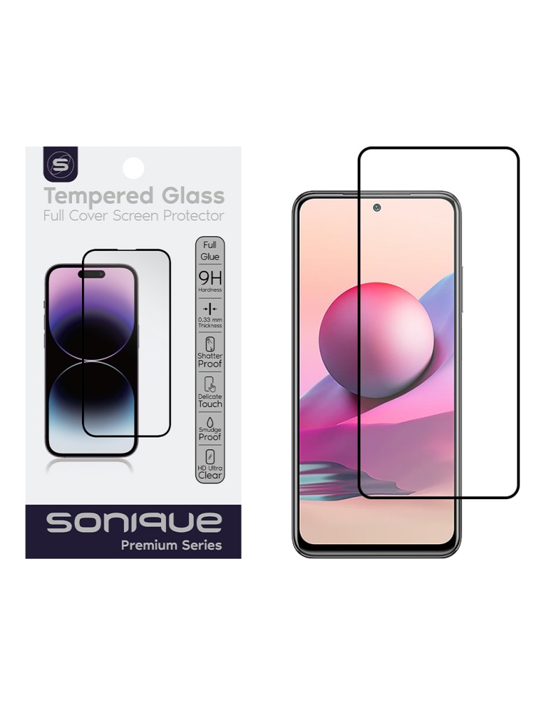 Hardy Glass Sonique Premium Series HD Full Cover 9H Xiaomi Redmi Note 10 / Redmi Note 10s / Poco M5s Μαύρο