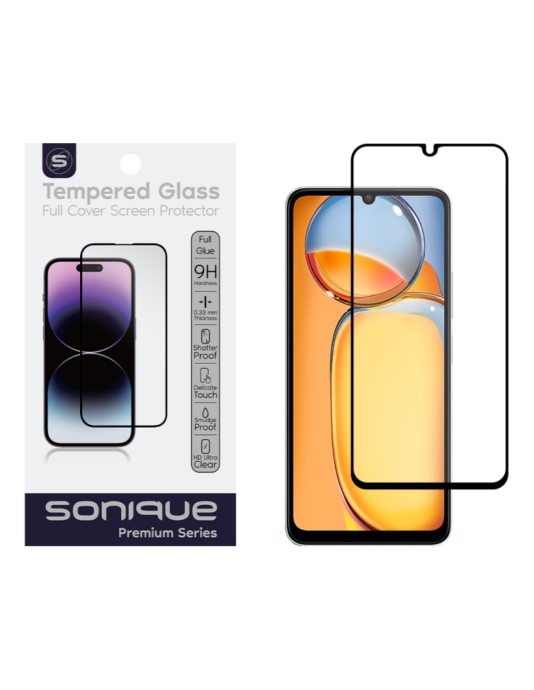 Hardy Glass Sonique Premium Series HD Full Cover 9H Xiaomi Redmi 13C 4G / Redmi 13C 5G / Poco C65 4G Μαύρο