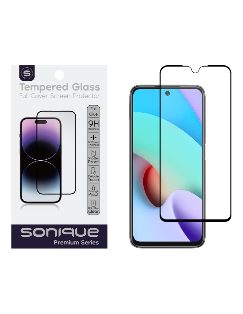 Hardy Glass Sonique Premium Series HD Full Cover 9H Xiaomi Redmi 10 / Redmi 10 2022 Μαύρο