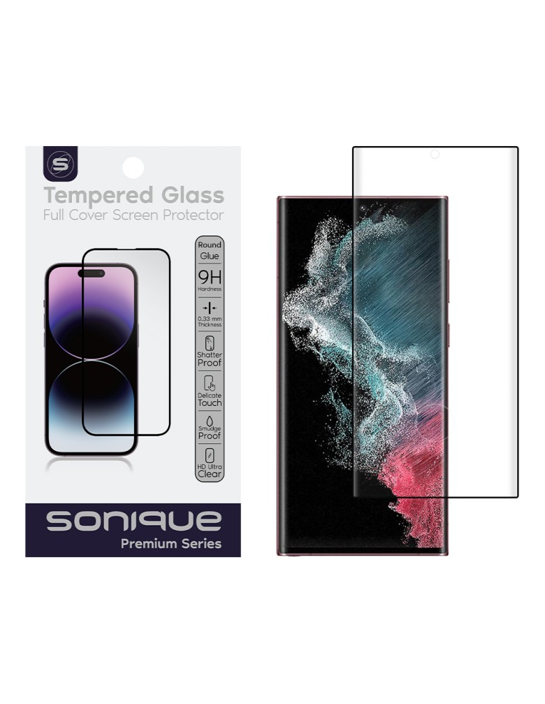 Curvy Glass Sonique Premium Series HD Full Cover 9H (fingerprint unlock) Samsung Galaxy S22 Ultra Μαύρο