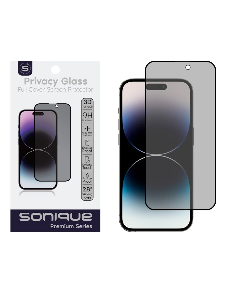 Privacy Glass Sonique Premium Series HD Full Cover 9H Apple iPhone 14 Pro Μαύρο