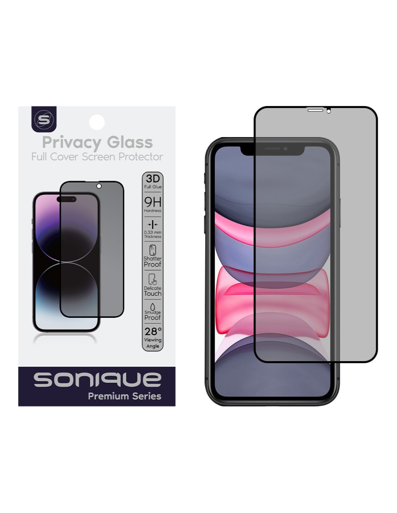 Privacy Glass Sonique Premium Series HD Full Cover 9H Apple iPhone 11 / iPhone XR Μαύρο