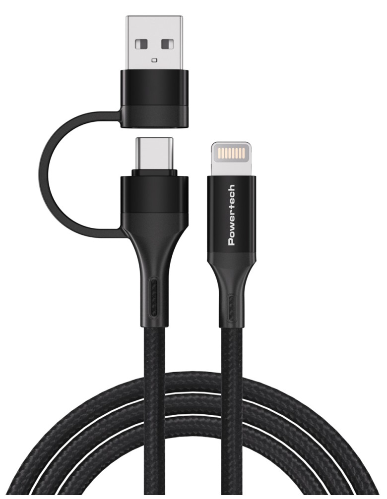 POWERTECH καλώδιο USB & USB-C σε Lightning PTR-0159, PD 27W, copper, 1.5m, μαύρο