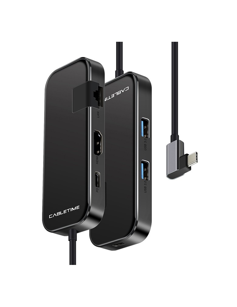 CABLETIME docking station CT-CMHD61G, 6 θυρών, USB-C σύνδεση, 4K, 60W, μαύρο