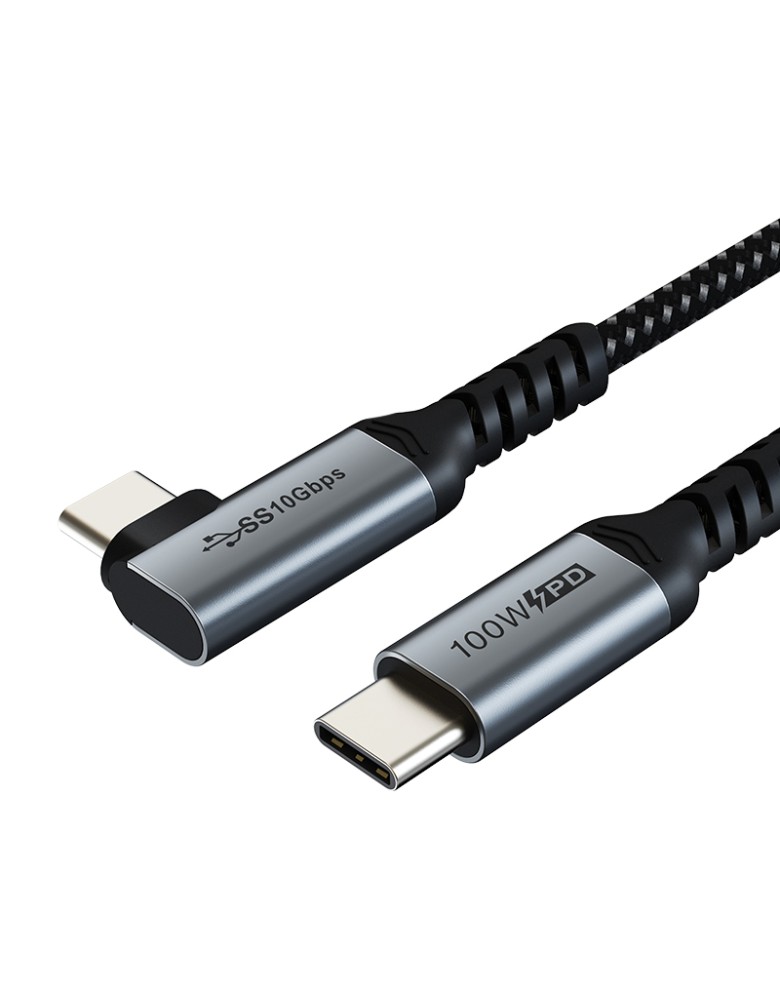 CABLETIME καλώδιο USB Type-C C160, USB 3.2, PD 100W, γωνιακό, 1m, μαύρο